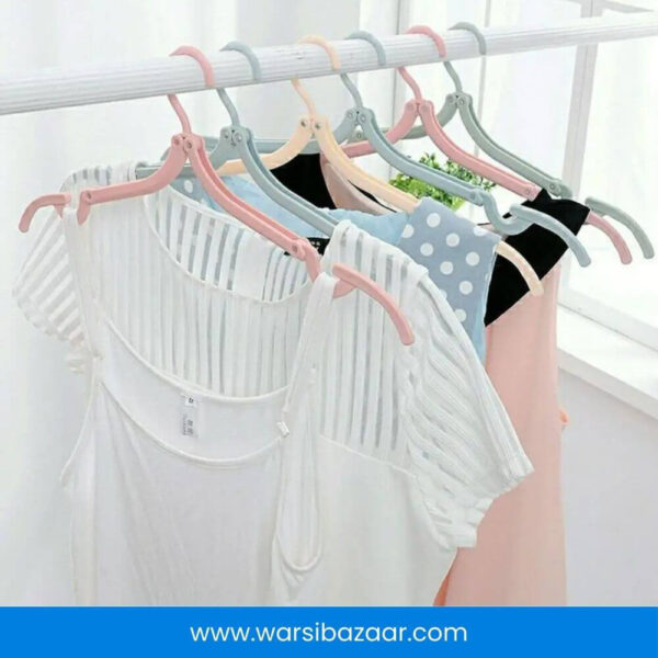 Space-saving foldable cloth hanger.