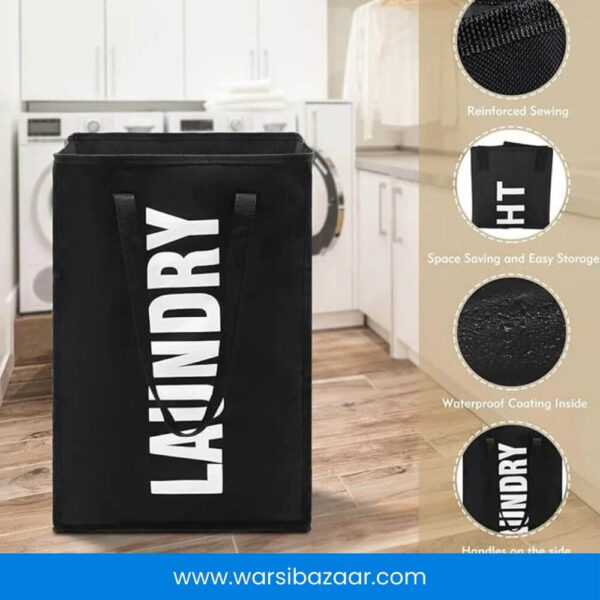 Foldable laundry basket showcasing durability and portability for small spaces.