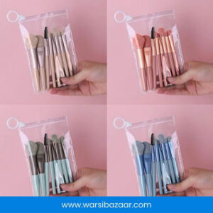 08-piece POUCH makeup brush set with soft bristles for professional makeup