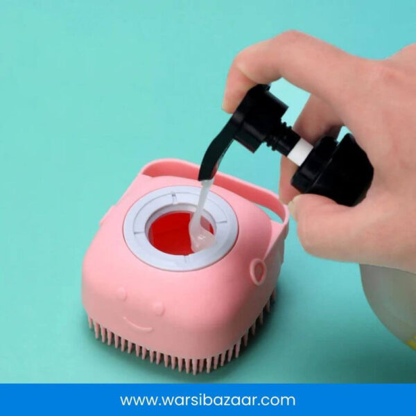 Silicon Liquid Bath Brush with soap dispensing for easy cleaning