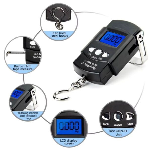 Portable electronic scale with LCD display for up to 50KG