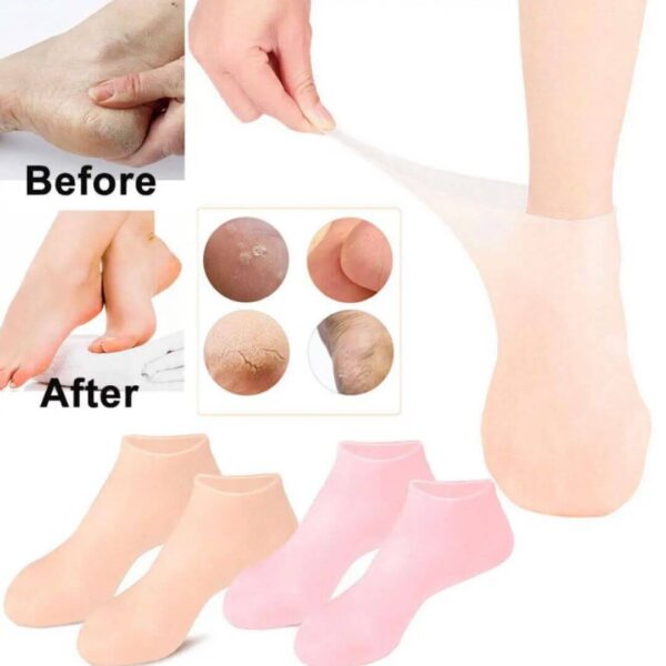 Silicone moisturizing gel heel socks for dry and cracked feet