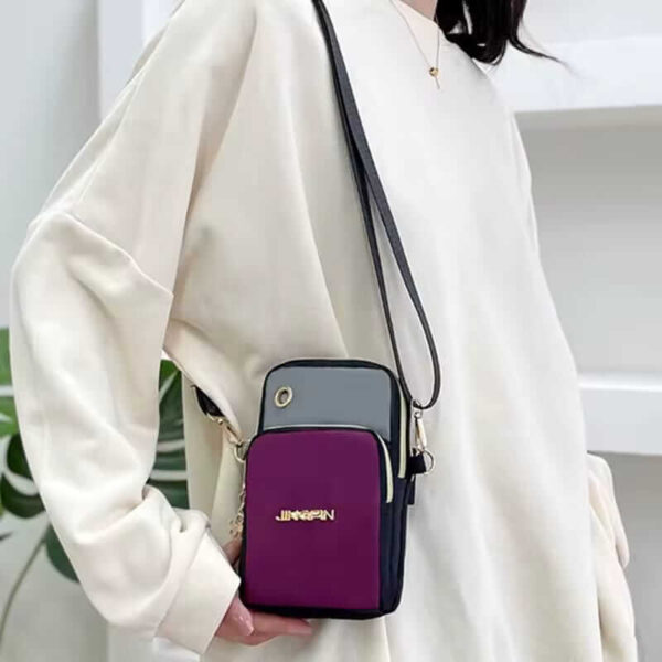 Multi-pocket nylon crossbody bag for women