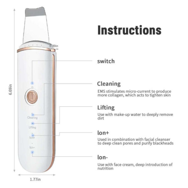 Ultrasonic skin scrubber tool for face