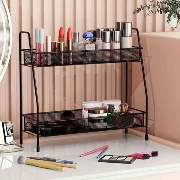 Multi-functional 2 tier storage rack for kitchen and bathroom