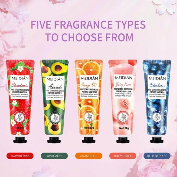Hand cream with fruity fragrance and smooth texture