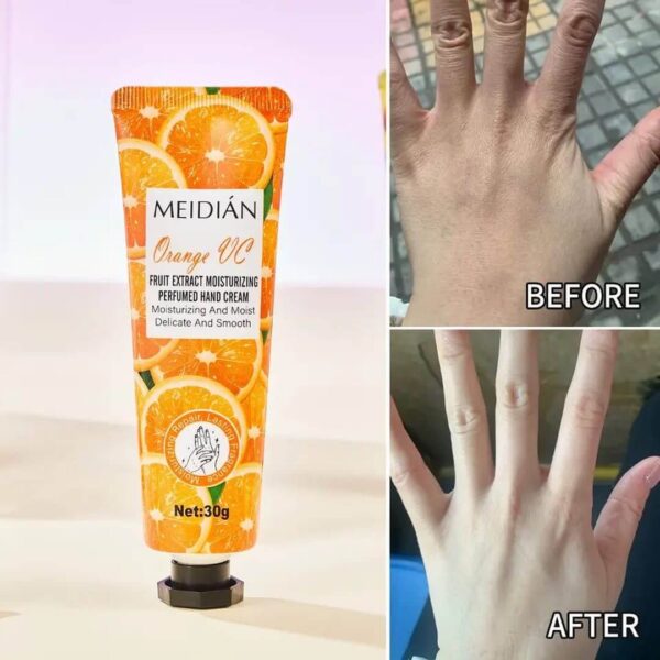 Hand cream with fruity fragrance and smooth texture